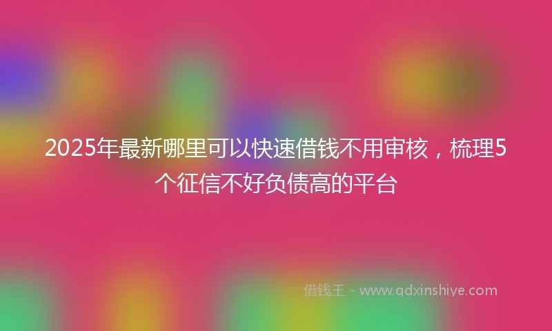 2025年最新哪里可以快速借钱不用审核，梳理5个征信不好负债高的平台