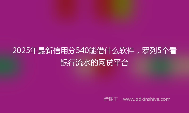 2025年最新信用分540能借什么软件，罗列5个看银行流水的网贷平台