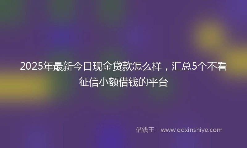 2025年最新今日现金贷款怎么样，汇总5个不看征信小额借钱的平台
