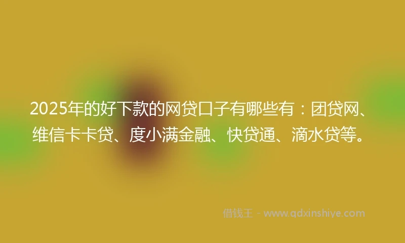 2025年的好下款的网贷口子有哪些有：团贷网、维信卡卡贷、度小满金融、快贷通、滴水贷等。