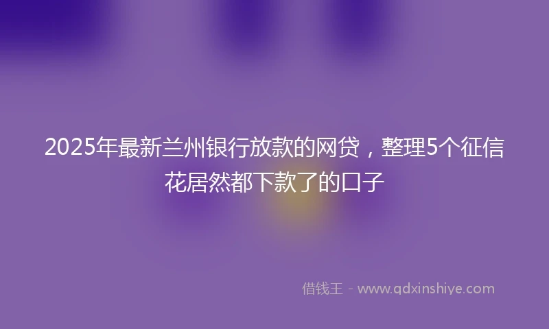 2025年最新兰州银行放款的网贷，整理5个征信花居然都下款了的口子