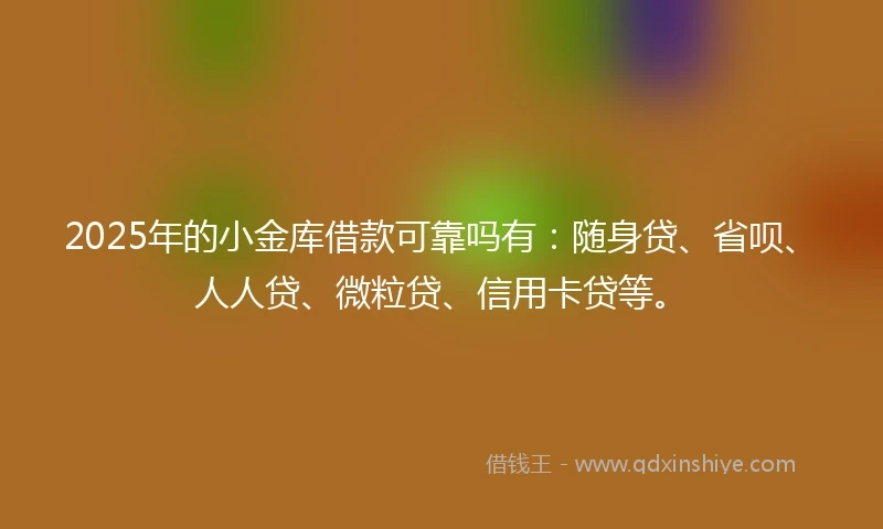 2025年的小金库借款可靠吗有：随身贷、省呗、人人贷、微粒贷、信用卡贷等。