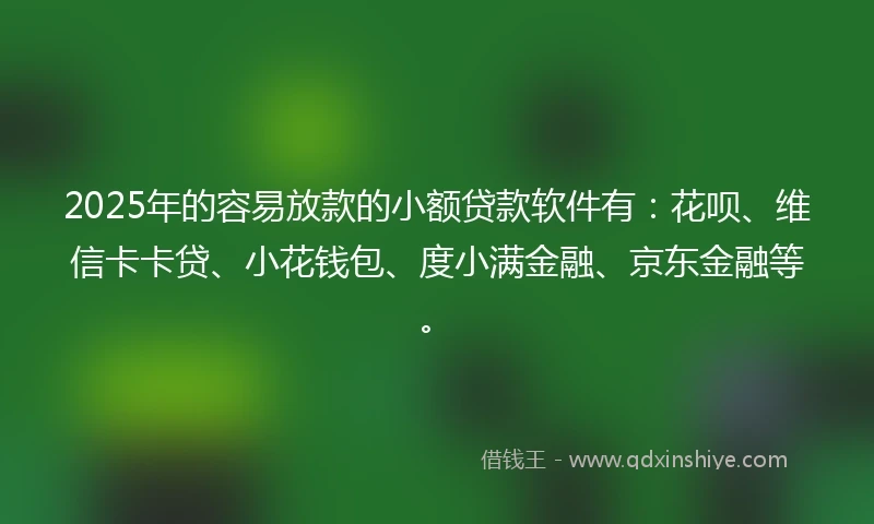 2025年的容易放款的小额贷款软件有：花呗、维信卡卡贷、小花钱包、度小满金融、京东金融等。
