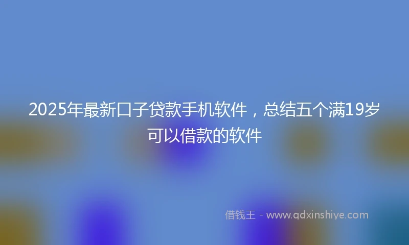 2025年最新口子贷款手机软件，总结五个满19岁可以借款的软件