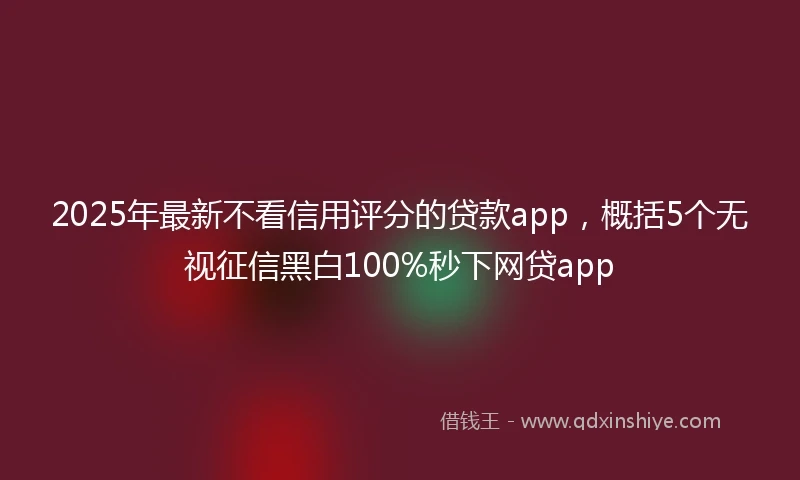 2025年最新不看信用评分的贷款app，概括5个无视征信黑白100%秒下网贷app