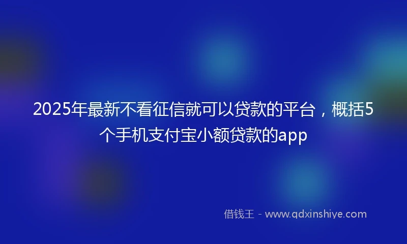 2025年最新不看征信就可以贷款的平台，概括5个手机支付宝小额贷款的app