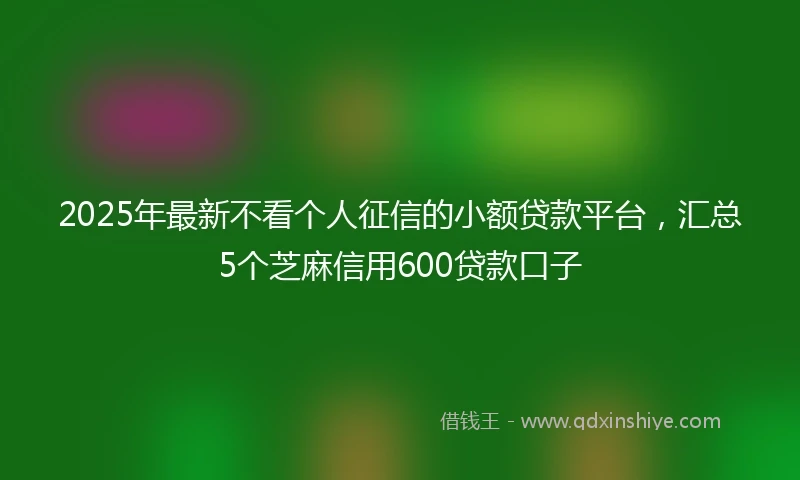 2025年最新不看个人征信的小额贷款平台，汇总5个芝麻信用600贷款口子