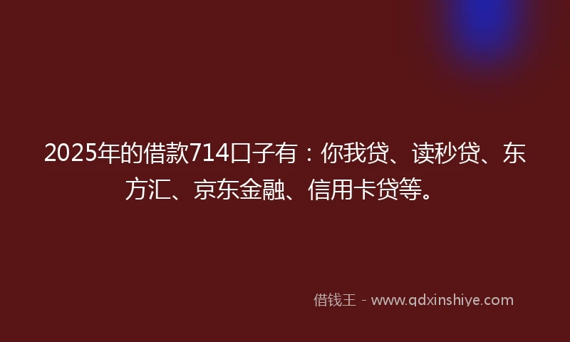 2025年的借款714口子有：你我贷、读秒贷、东方汇、京东金融、信用卡贷等。