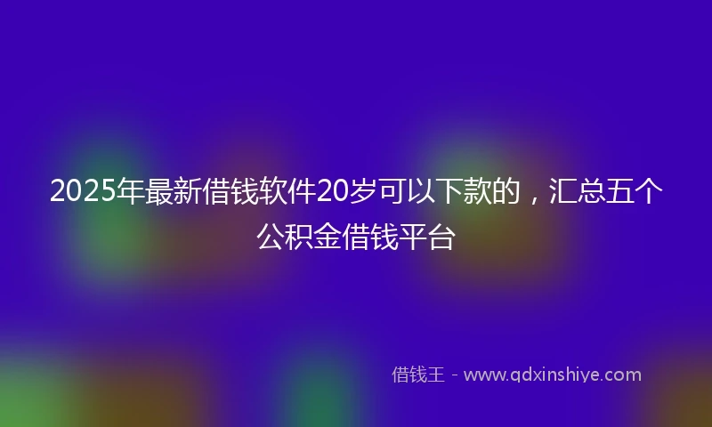 2025年最新借钱软件20岁可以下款的，汇总五个公积金借钱平台