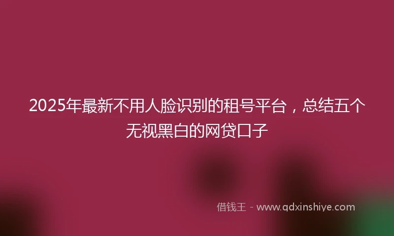 2025年最新不用人脸识别的租号平台，总结五个无视黑白的网贷口子
