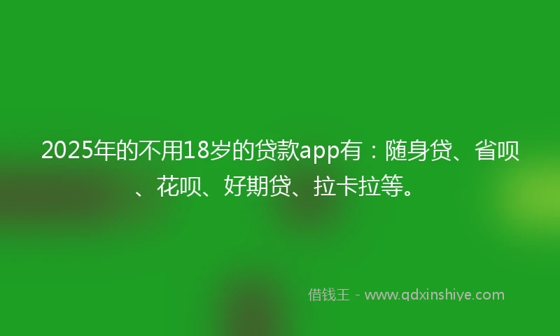 2025年的不用18岁的贷款app有：随身贷、省呗、花呗、好期贷、拉卡拉等。