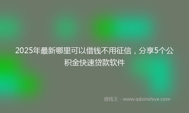 2025年最新哪里可以借钱不用征信，分享5个公积金快速贷款软件