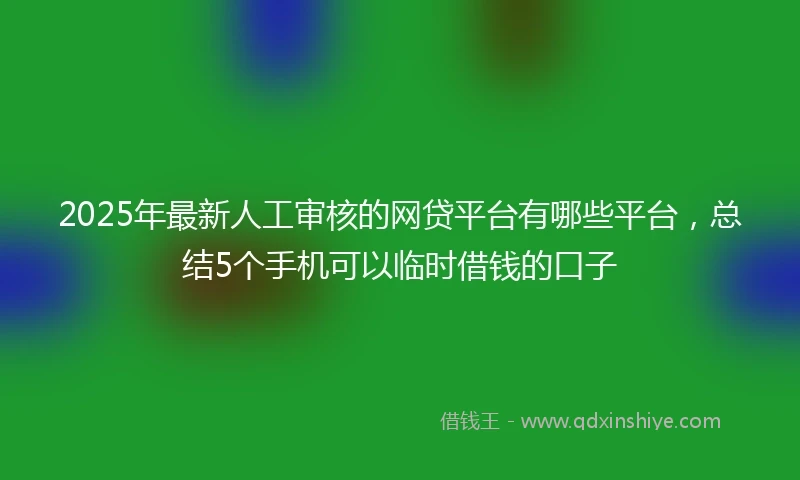 2025年最新人工审核的网贷平台有哪些平台，总结5个手机可以临时借钱的口子