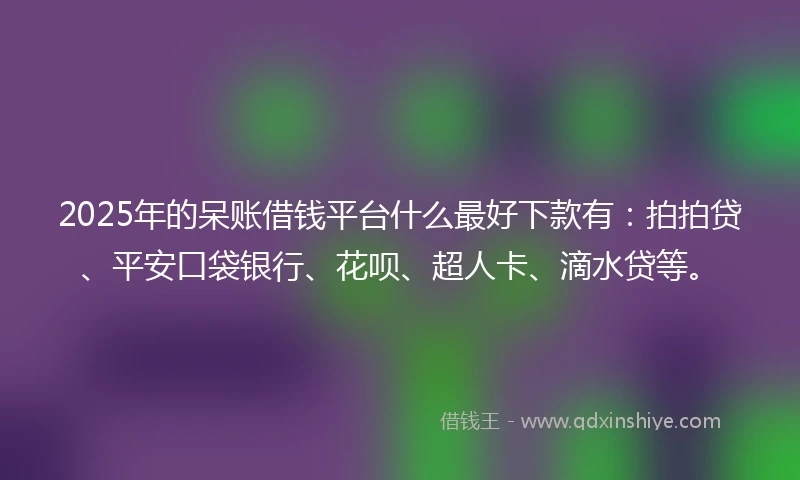 2025年的呆账借钱平台什么最好下款有：拍拍贷、平安口袋银行、花呗、超人卡、滴水贷等。