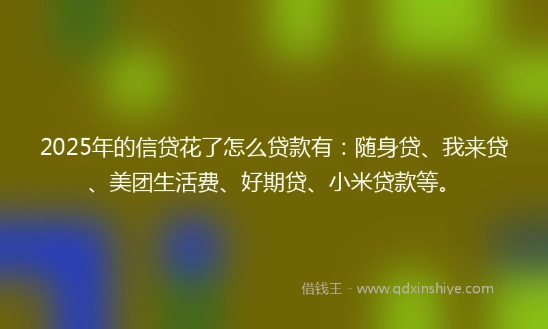 2025年的信贷花了怎么贷款有：随身贷、我来贷、美团生活费、好期贷、小米贷款等。