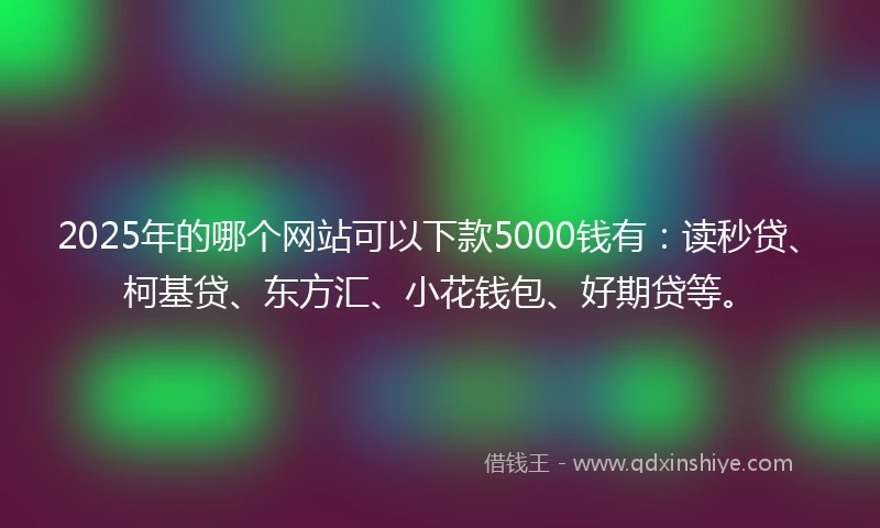 2025年的哪个网站可以下款5000钱有：读秒贷、柯基贷、东方汇、小花钱包、好期贷等。