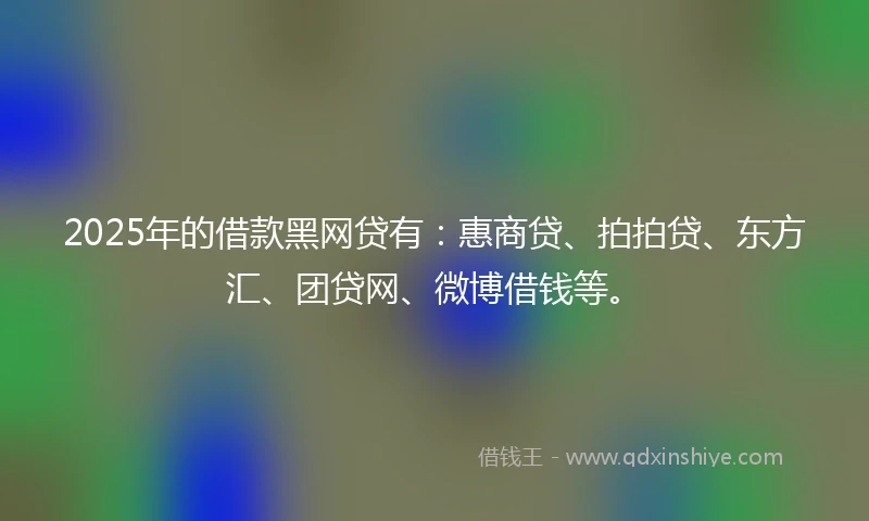 2025年的借款黑网贷有：惠商贷、拍拍贷、东方汇、团贷网、微博借钱等。