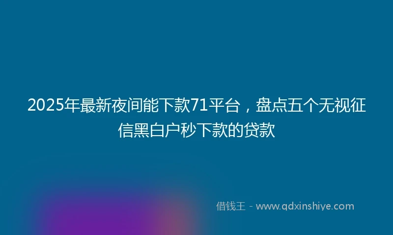 2025年最新夜间能下款71平台,盘点五个无视征信黑白户秒下款的贷款