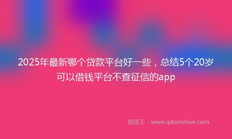 2025年最新哪个贷款平台好一些，总结5个20岁可以借钱平台不查征信的app