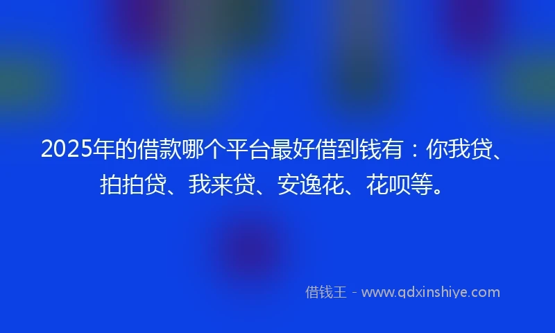 2025年的借款哪个平台最好借到钱有：你我贷、拍拍贷、我来贷、安逸花、花呗等。