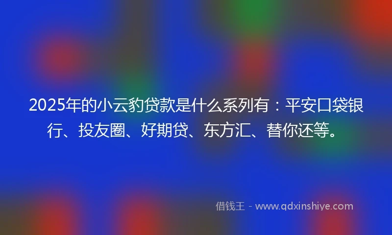 2025年的小云豹贷款是什么系列有：平安口袋银行、投友圈、好期贷、东方汇、替你还等。