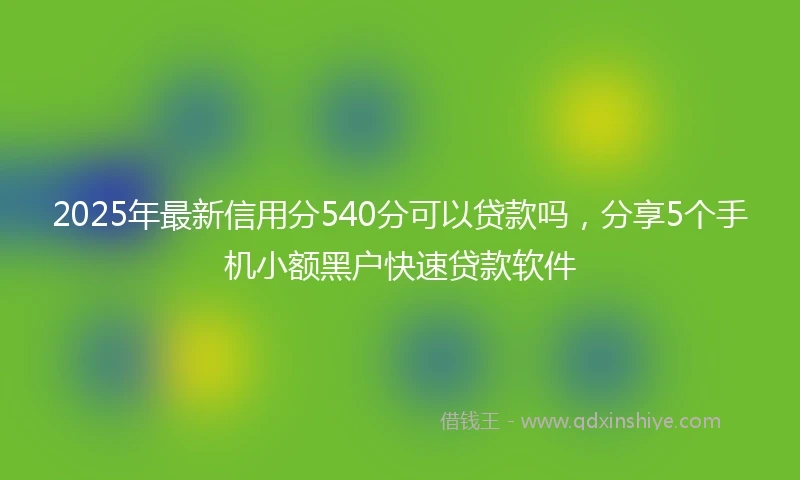 2025年最新信用分540分可以贷款吗，分享5个手机小额黑户快速贷款软件