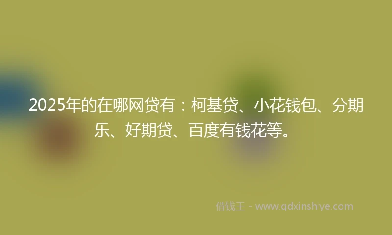 2025年的在哪网贷有：柯基贷、小花钱包、分期乐、好期贷、百度有钱花等。