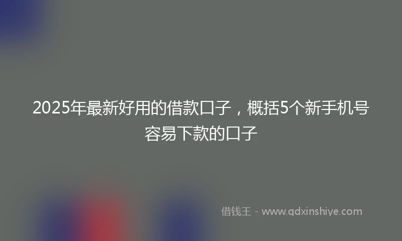 2025年最新好用的借款口子,概括5个新手机号容易下款的口子
