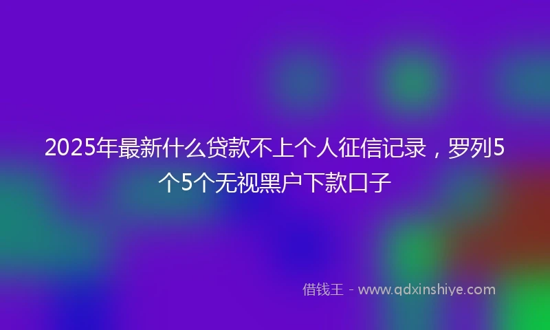 2025年最新什么贷款不上个人征信记录，罗列5个5个无视黑户下款口子