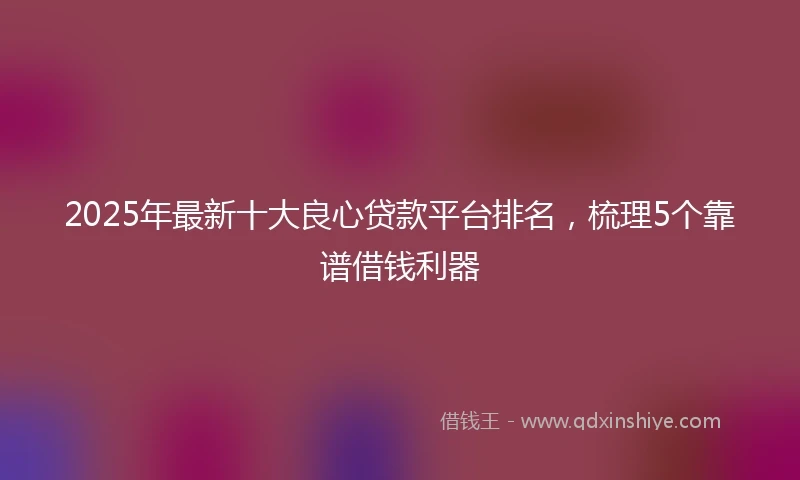 2025年最新十大良心贷款平台排名，梳理5个靠谱借钱利器
