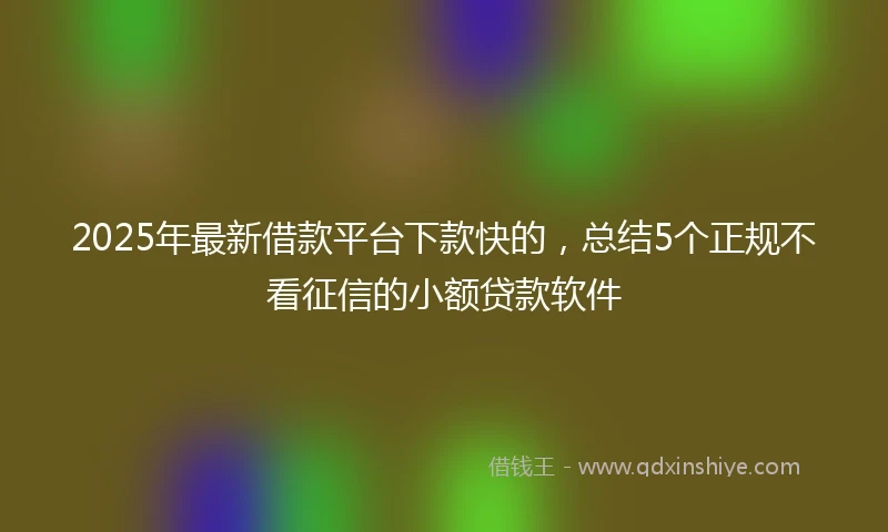 2025年最新借款平台下款快的，总结5个正规不看征信的小额贷款软件