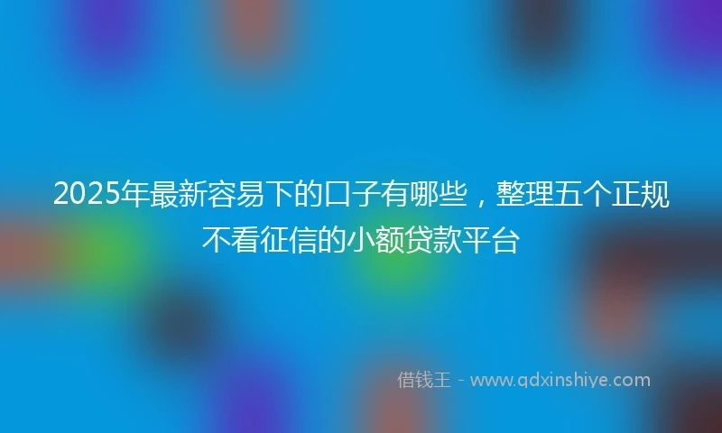 2025年最新容易下的口子有哪些，整理五个正规不看征信的小额贷款平台