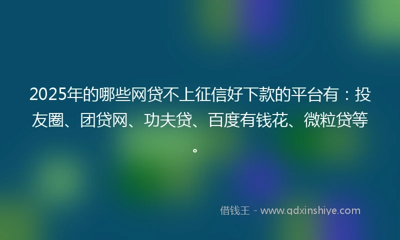 2025年的哪些网贷不上征信好下款的平台有：投友圈、团贷网、功夫贷、百度有钱花、微粒贷等。