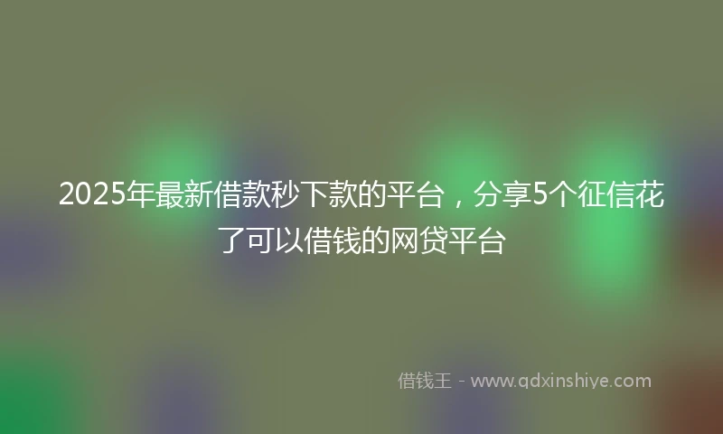 2025年最新借款秒下款的平台，分享5个征信花了可以借钱的网贷平台
