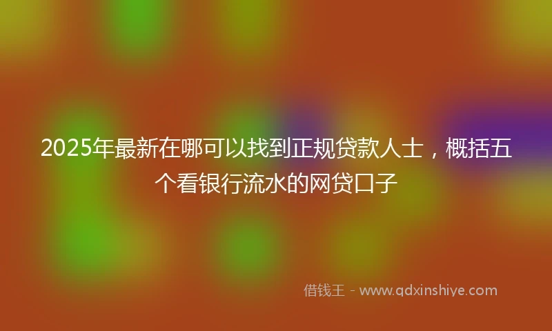 2025年最新在哪可以找到正规贷款人士，概括五个看银行流水的网贷口子