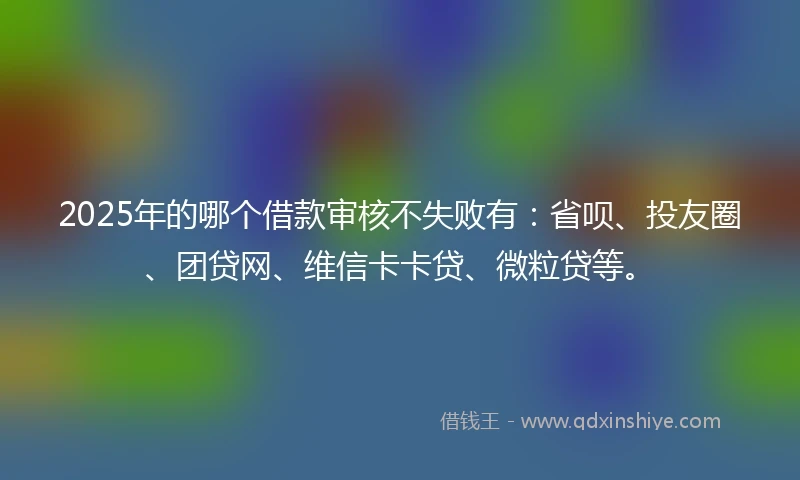 2025年的哪个借款审核不失败有：省呗、投友圈、团贷网、维信卡卡贷、微粒贷等。