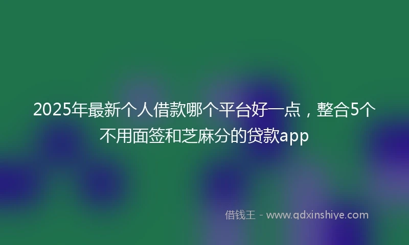 2025年最新个人借款哪个平台好一点，整合5个不用面签和芝麻分的贷款app
