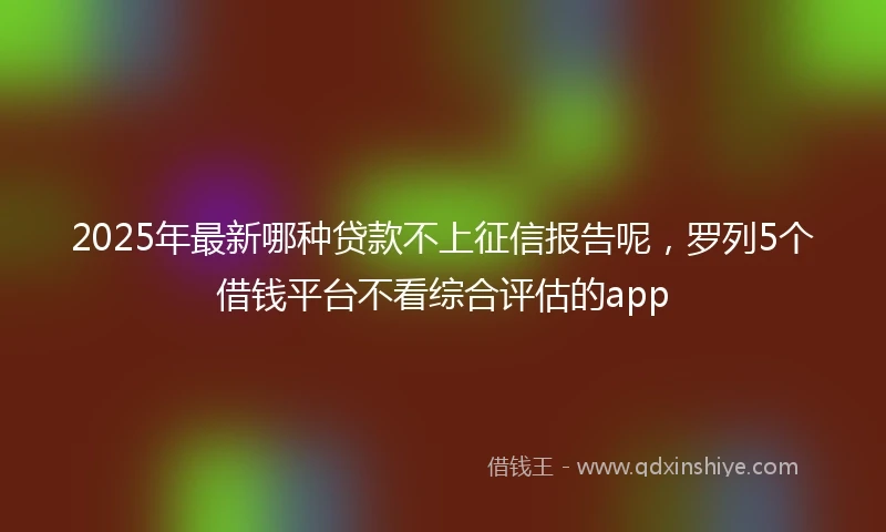 2025年最新哪种贷款不上征信报告呢，罗列5个借钱平台不看综合评估的app