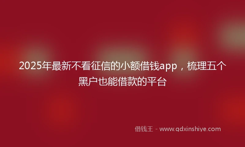 2025年最新不看征信的小额借钱app，梳理五个黑户也能借款的平台