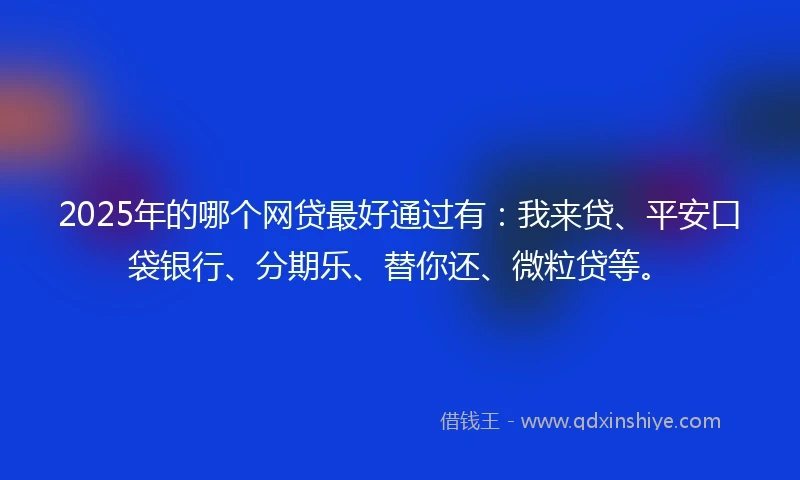 2025年的哪个网贷最好通过有：我来贷、平安口袋银行、分期乐、替你还、微粒贷等。