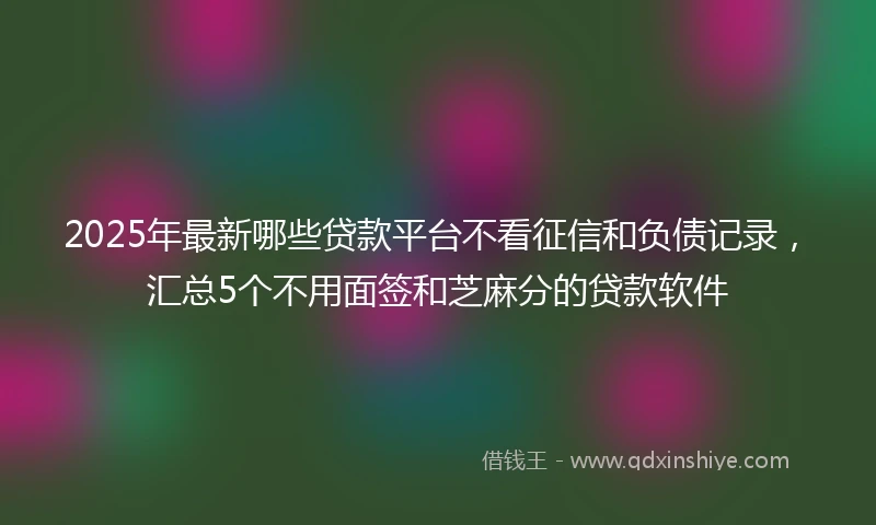2025年最新哪些贷款平台不看征信和负债记录，汇总5个不用面签和芝麻分的贷款软件