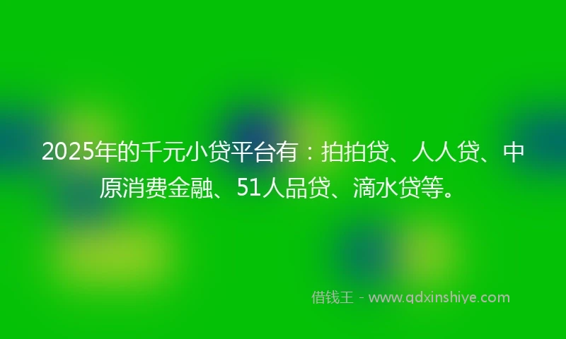 2025年的千元小贷平台有：拍拍贷、人人贷、中原消费金融、51人品贷、滴水贷等。