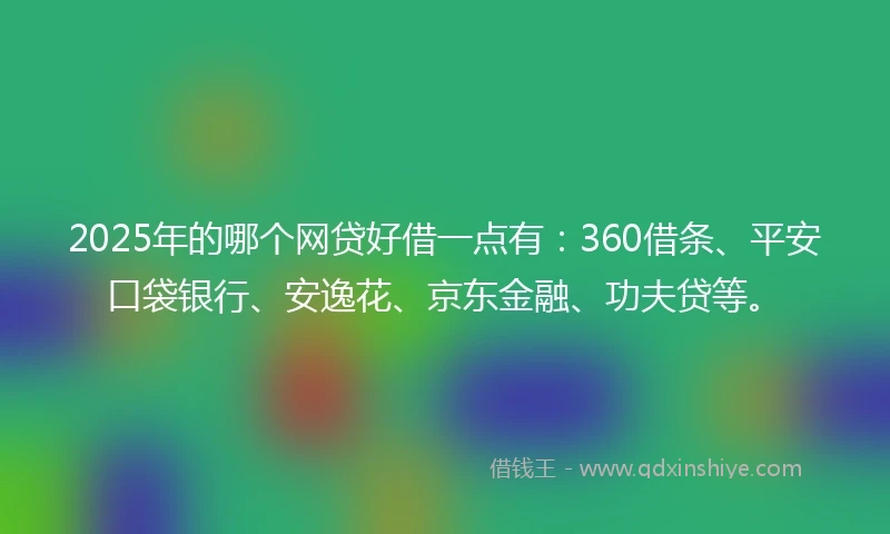 2025年的哪个网贷好借一点有：360借条、平安口袋银行、安逸花、京东金融、功夫贷等。