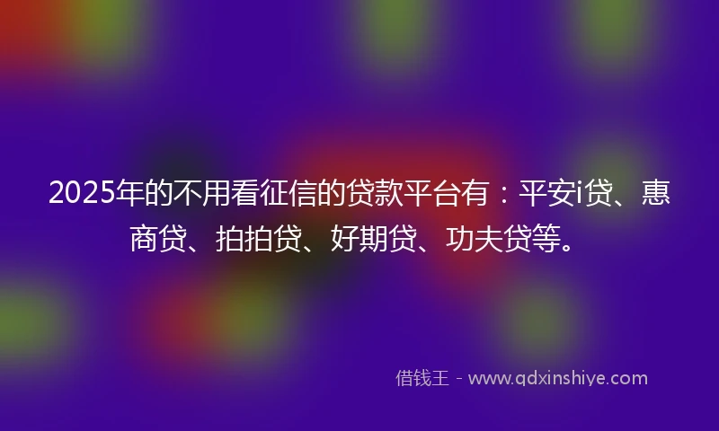 2025年的不用看征信的贷款平台有：平安i贷、惠商贷、拍拍贷、好期贷、功夫贷等。