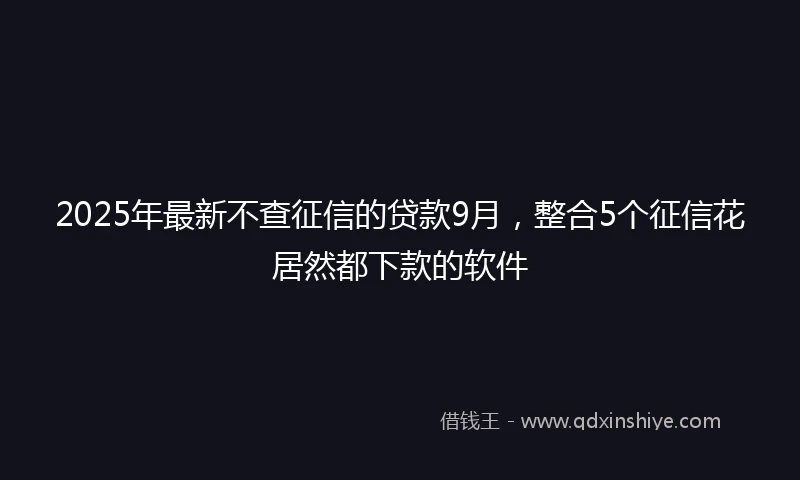 2025年最新不查征信的贷款9月，整合5个征信花居然都下款的软件