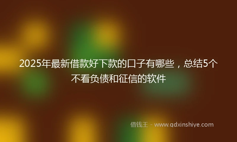 2025年最新借款好下款的口子有哪些，总结5个不看负债和征信的软件
