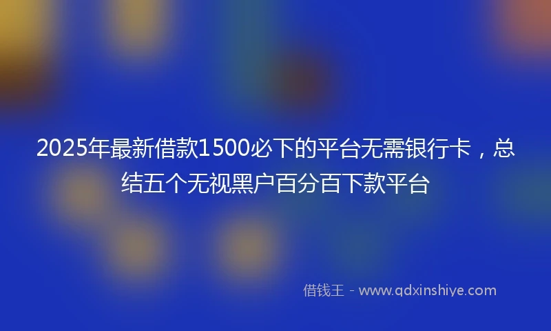 2025年最新借款1500必下的平台无需银行卡，总结五个无视黑户百分百下款平台