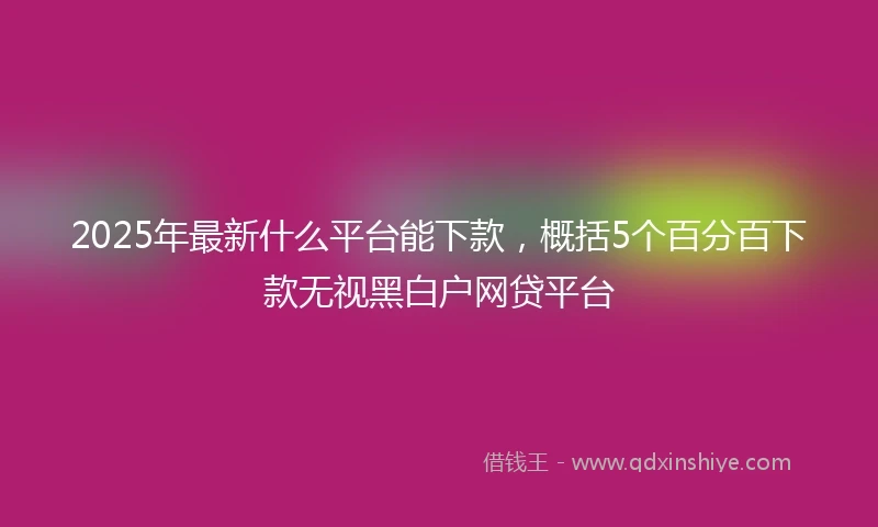 2025年最新什么平台能下款，概括5个百分百下款无视黑白户网贷平台