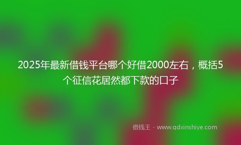 2025年最新借钱平台哪个好借2000左右，概括5个征信花居然都下款的口子