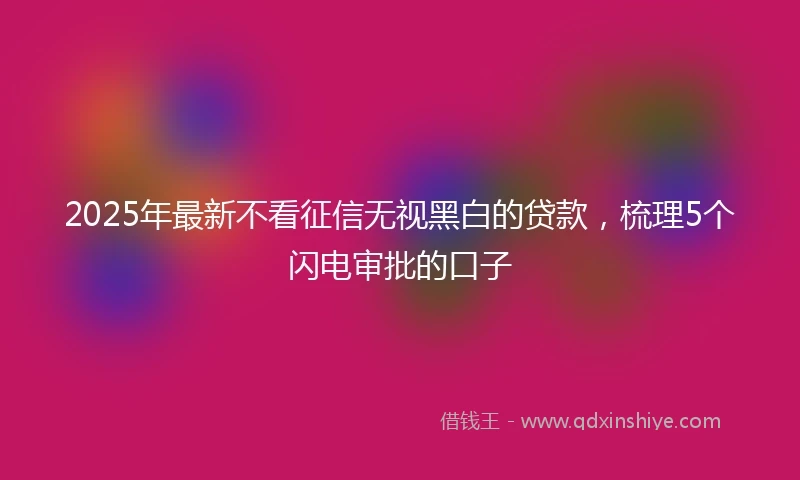 2025年最新不看征信无视黑白的贷款，梳理5个闪电审批的口子
